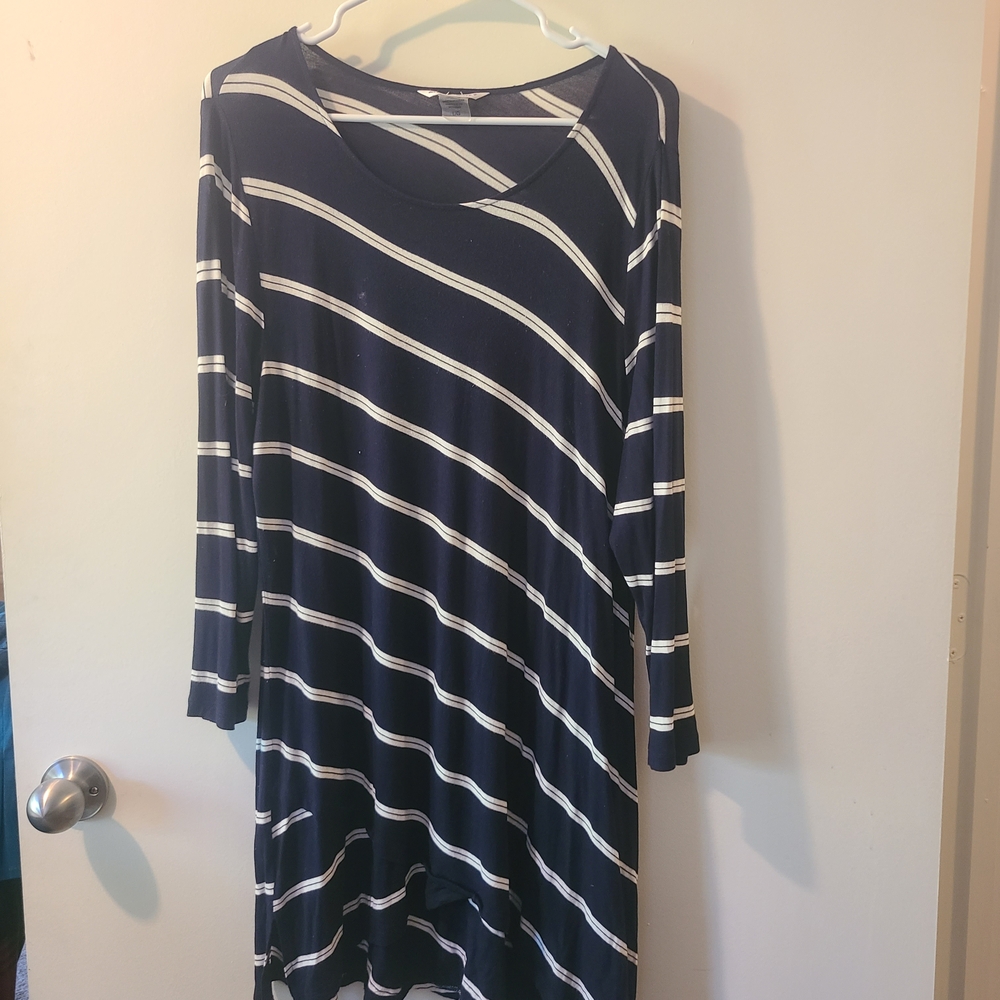 Allison Daley Navy and White Striped Tunic